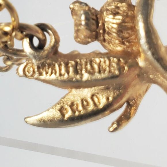 Disney Tinker Bell Necklace Vintage Gold-Toned Pendant - Picture 10 of 13